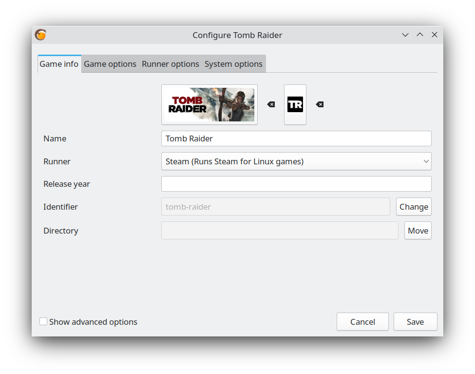 Custom game configuration in Lutris