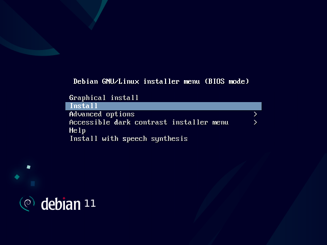 Debian testing installation begins