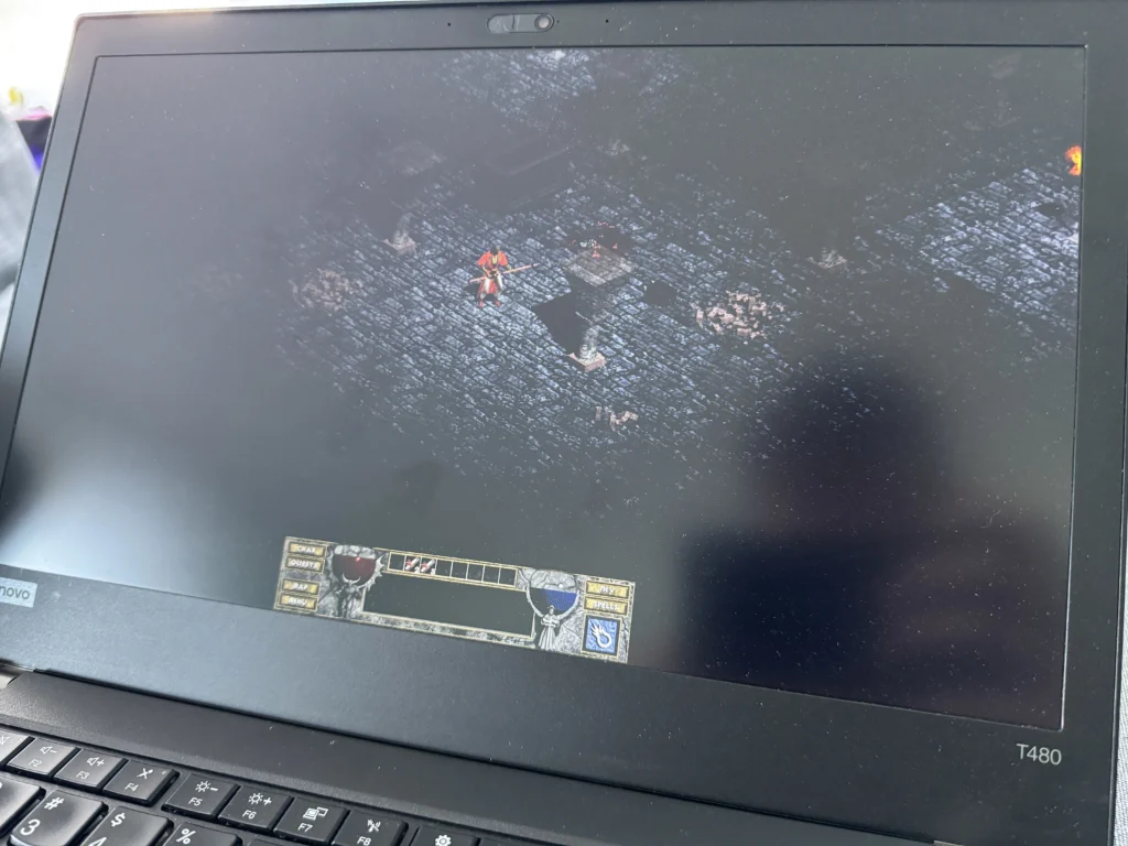 DevilutionX running on ThinkPad T480 - launches as a native binary — no Wine configuration required